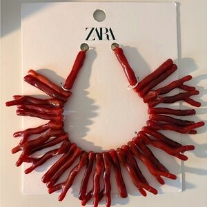 Zara Coral Resin Necklace Choker NWT